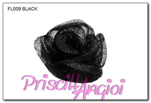Flor rosita de sinamay mediana 10 cm negro - Haga un click en la imagen para cerrar